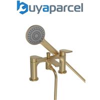 Bristan Frammento Brushed Brass Deck Bath Shower Mixer Tap + Hose + Shower Head