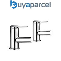 Mira Showers Evolve Bath Pillar Taps Chrome Round Bathroom Minimalist Lever Pair