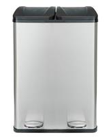 Home 60 Litre 2 Compartment Recycling Bin - Silver