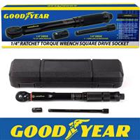 Goodyear Ratcheting Torque Wrench 1/4" Socket Set Square Drive Car Wheel Wrench
