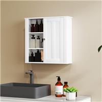 Modern Bathroom Wall Cabinet with Adjustable Shelves and Cupboard, White