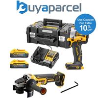 Dewalt 18v XR DCF921H2T Brushless 1/2 Wrench Hog Ring 2x Powerstack + Grinder