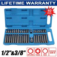 Hex Torx Star & Spline BIT Socket Set 3/8" & 1/2"dr Long & Short Reach Allen Key