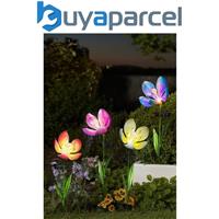 2 x Smart Garden Flower Bloom Blue Purple Glass Solar Stake Light Garden LED