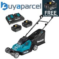 Makita DLM432PT2 Twin 18v / 36v LXT Cordless 43cm Lawn Mower Soft Start 2 x 5AH