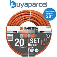 Gardena 20m Basic Garden Hose Pipe Watering Starter Set Nozzle Attachments