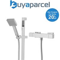 Triton Muse Square Thermostatic Bar Mixer Shower Exposed Chrome + Riser Rail