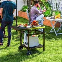 BBQ Trolley with Foldable Side Table, Cover, Outdoor Kitchen BBQ Station, Black