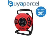 Faithfull Open Cable Reel 240V 40m 13A 4 Socket (1.25mm Cable) FPPCR40240HD