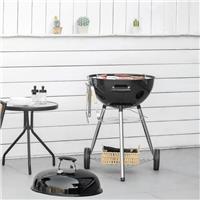 Kettle Charcoal Grill BBQ Smoker w/ Cover, Thermometer, Storage Shelf, & Wheels