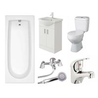 Bathroom Suite Bath Vanity Unit Sink Toilet Set Rosina 1700mm & Mixer Furniture