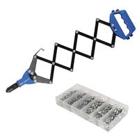 Lazy Tong Hand Riveter Pop Rivet Gun 3.2 - 6.4mm + 320 Rivets Silverline 868778