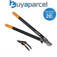 Fiskars L78 112590 PowerGear Bypass Loppers 50mm Max Cut + P26 Pruner Secateurs