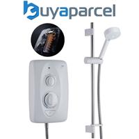 Mira Jump Electric Multi Fit Shower 10.8kw White Chrome + Kit Top Bottom Fitting
