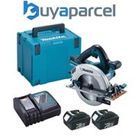 Makita DHS710ZJ Twin 18v 36v 185mm Circular Saw LXT + 2x 3.0ah, Charger + MakPac