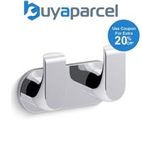 Kohler Avid Wall Mounted Double Robe Dressing Gown Towel Hook Polished Chrome