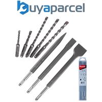 Makita 8 Piece SDS Plus Drill + Point Bullet Cold Flat Chisel Set Masonry 250mm