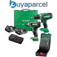 HiKOKI Combi Drill Impact Driver 18v 2AH Twin Pack + HSS Dril Bits KC18DFXJAZ