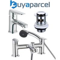 Bristan Opus Chrome Basin Mixer Lever Action Tap + Waste + Bath Shower Mixer