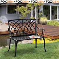 2-Seater Cast Aluminium Garden Bench Loveseat Outdoor Furniture Chair Black