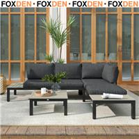 3 Piece Aluminium Garden Corner Sofa Set w/ 2 Loveseats and Coffee Table Outdoor
