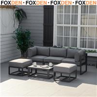 6 Piece Outdoor Sectional Sofa Set Aluminium Daybed with Coffee Table Footstool