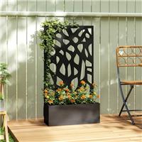 Metal Raised Garden Bed with Trellis, Outdoor Planter Box with Privacy Screen