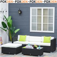 4 Seater PE Rattan Galvanized Metal Garden Sofa Set with Coffee Table - White
