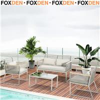 Rattan Garden Furniture Set Grey Outdoor Table and Chairs 4 Seater Patio Sofa