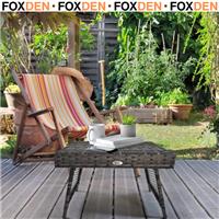 Foldable Rattan Coffee Table Steel Frame Outdoor Side Table for Garden or Patio