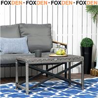 Dining Table Rattan Rectangular Powder Coated with Anti Slip Footpad Mixed Grey
