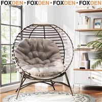 Egg Chair with Cushion & Side Pocket - Light Grey 118cm x 75cm x 139cm