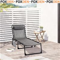 Portable Folding Sun Lounger Camping Reclining 5-position Adjustable Chair Grey