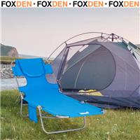 Foldable Chaise Sun Lounger Portable Adjustable Backrest with Reading Hole Blue