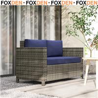 2 Seater Rattan Garden Sofa w/ Cushions & Armrests Wicker Outdoor Loveseat Patio