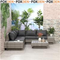 4 PCs Rattan Garden Furniture Outdoor Sectional Corner Sofa and Coffee Table Set
