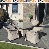 4 Seater Rattan Garden Furniture Set with Cushions Round Dining Set With Table