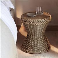 The White Company Rustic Cartmel Hourglass Side Table HandCrafted Natural Rattan