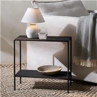 The White Company Stylish Marton Sofa Side Table Handcrafted Black Iron Metal