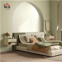 Floating Bedside Tables Set of 2 with Rattan Drawer and Open Shelf Refurbished