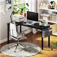 L-Shaped Corner Desk with Fabric Bag and Hooks, 145 x 81 x 76 cm, Refurbished