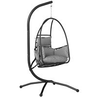Hanging Egg Chair, Indoor Outdoor Swinging Hammock Chair w/ Stand, Refurbished