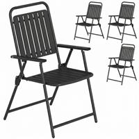 Folding Garden Chairs Set of 4 Garden Dining Chairs, Slatted Seat, Refurbished