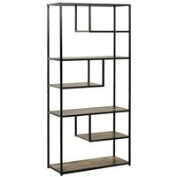 Wood Bookshelf Industrial Style Stand 6-Tier Display Rack Organiser Refurbished