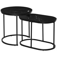 Coffee Table Set of 2 Modern Nest of Tables w/ Faux Marble Tabletop Refurbished