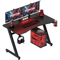 Gaming Desk Steel Frame w/ Cup Holder Headphone Hook Adjustable Feet Refurbished