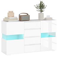 High Gloss Sideboard Storage Cabinet with LED Lights, 4 Drawers, Refurbished