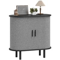 Fluted Sideboard w/Tambour Sliding Doors Storage Shelves&Wooden Legs Refurbished