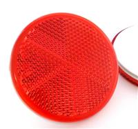 2x Self-Adhesive Stick-on Red Round Circular Trailer Caravan Reflectors 60mm