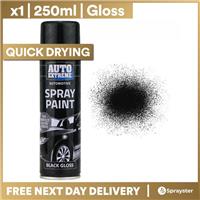 1 x Black Gloss Aerosol Spray Cans 250ml Car Auto Extreme Spray Paint
